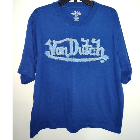 Von Dutch Other - Von Dutch Mens Royal Blue Graphic T-Shirt Genuine Riders Winged Eyeball Medium